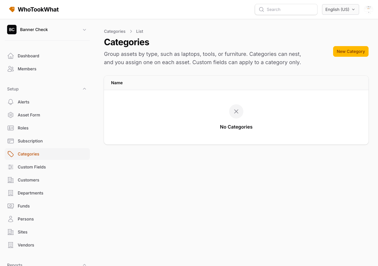 The Categories list