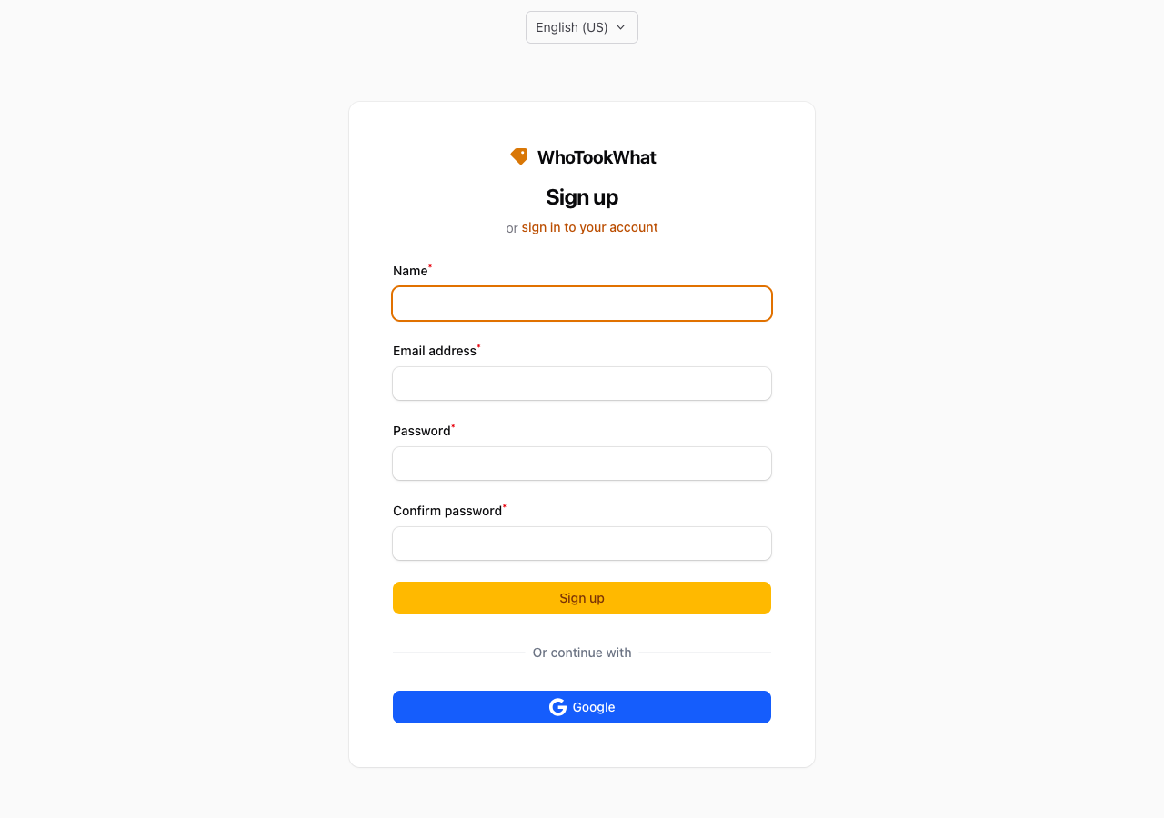 The Start trial form with email, password, and social sign-in